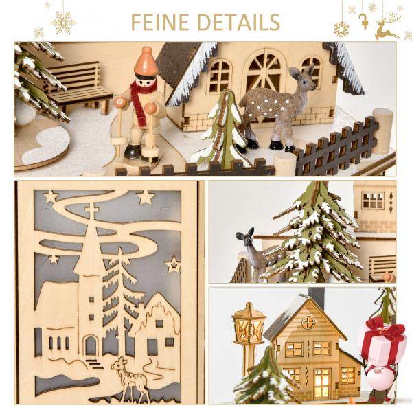 Adventskalender mit LED-Lichtern 25 cm x 20 cm x 29 cm - Palo24