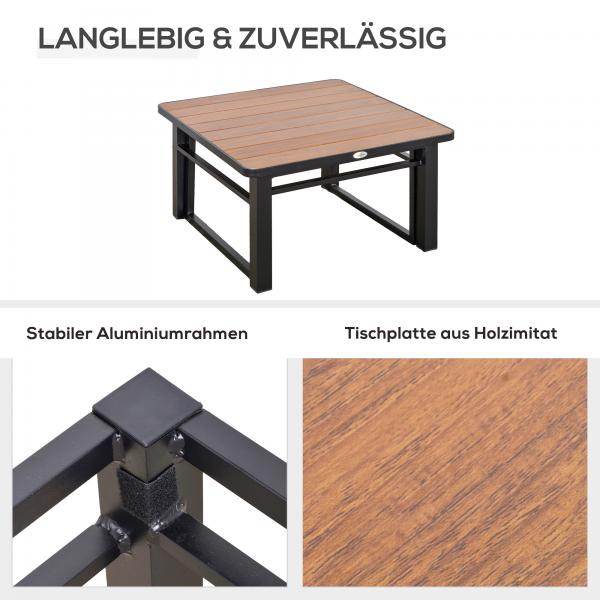 4-tlg. Gartengarnitur Set Sitzgruppe Couchtisch Sofa mit Kissen Aluminium Grau - Palo24
