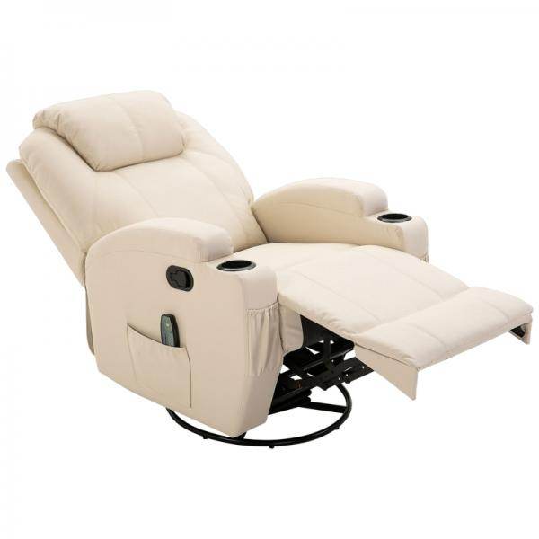 Massagesessel Elektrisch 5 Massage-Modi Liegefunktion Schaumstoff Cremeweiss - Palo24