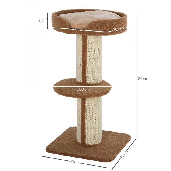 Katzenbaum Spielbaum Kratzstamm mit Plattform Sisal Lammkaschmir Hellbraun - Palo24