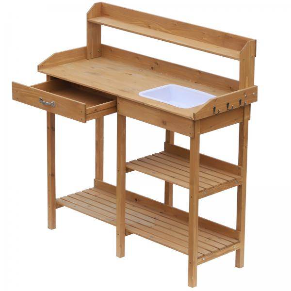 Pflanztisch mit Wanne Tannenholz H112cm Natur - Palo24