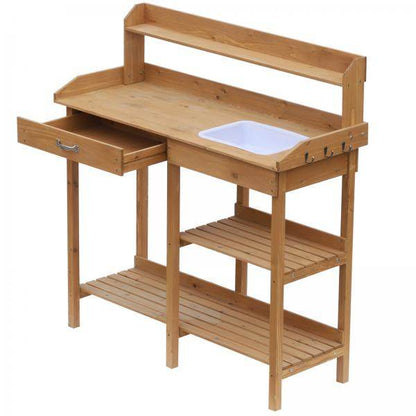 Pflanztisch mit Wanne Tannenholz H112cm Natur - Palo24