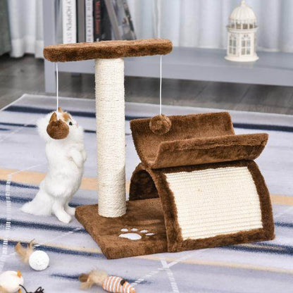 Katzenkratzbaum Spielbaum Kratzbaum Katzen mit Ball Braun L40 x B30 x H43 cm - Palo24