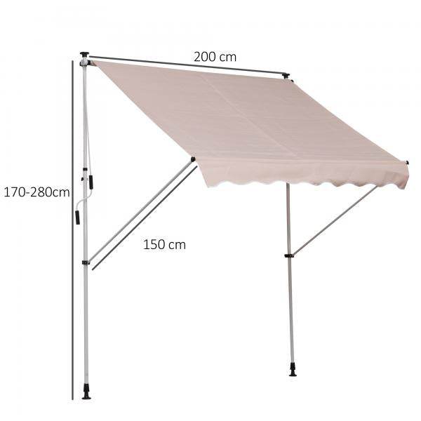 Markise Klemmmarkise Sonnenschutz Beige 200 x 150cm - Palo24