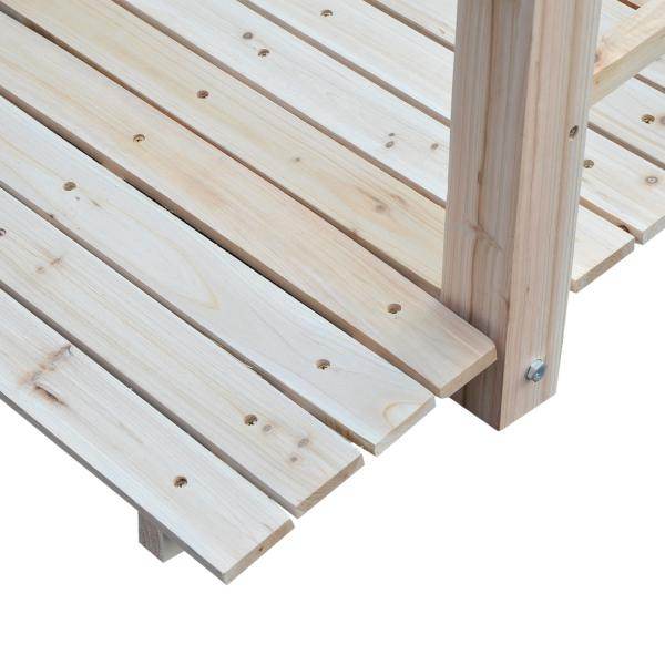Gartenbrücke Holzbrücke Teichbrücke Zierbrücke mit Geländer bis 180 kg Tannenholz Natur - Palo24