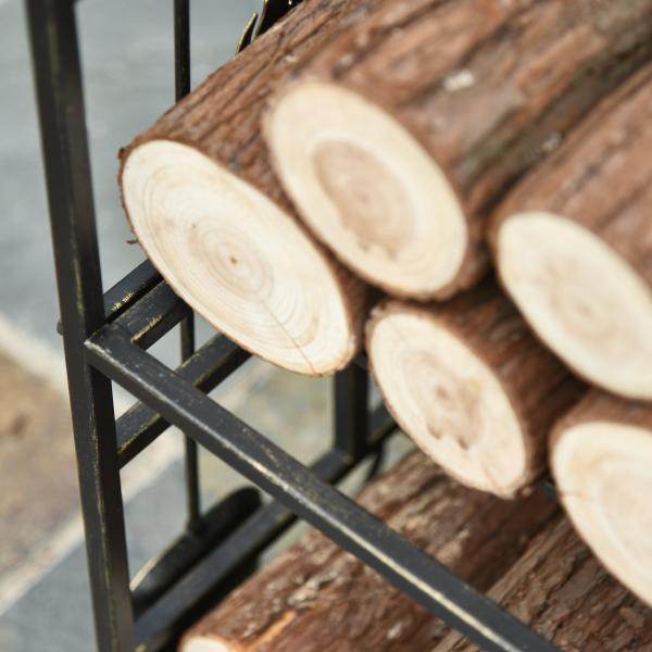 Kaminholzständer Kaminbesteck Brennholzregal Feuerholzablage Kaminwerkzeug Eisen Gold - Palo24