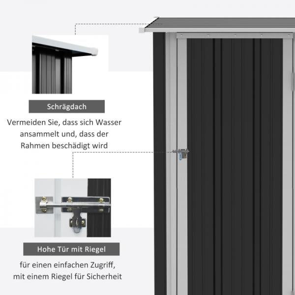 Gerätehaus Gartenhaus Geräteschuppen mit Tür Outdoor Stahl Dunkelgrau - Palo24