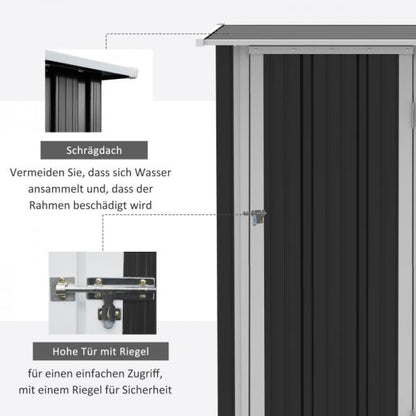 Gerätehaus Gartenhaus Geräteschuppen mit Tür Outdoor Stahl Dunkelgrau - Palo24