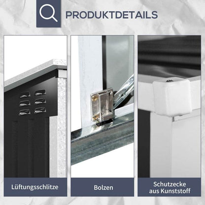 Mülltonnenbox Gerätebox Stahl Schwarz - Palo24