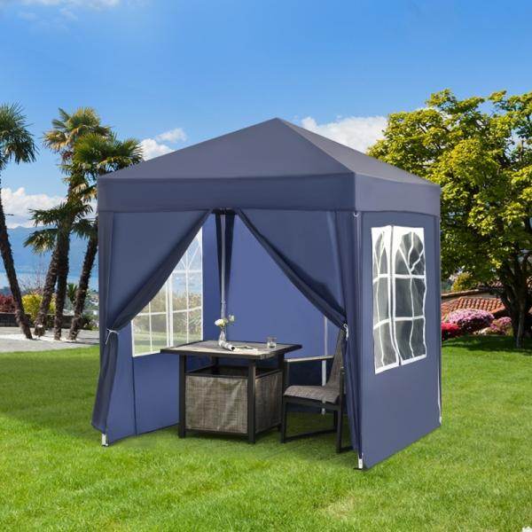Faltpavillon Festzelt 2 grosse Fenster blau, 2x2x2,4 m - Palo24