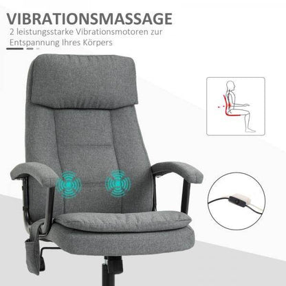 Bürostuhl höhenverstellbarer mit Massagefunktion, ergonomischer Drehstuhl Leinen-Gefühl Grau - Palo24