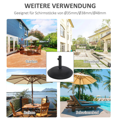 Sonnenschirmständer Sonnenschirmfuss 25kg Stahl Schwarz