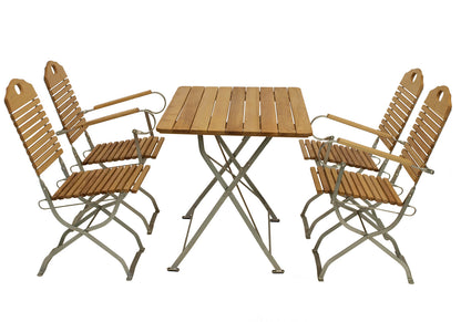Kurgarten - BAD TÖLZ Groupe de sièges 5 pièces, acier plat galvanisé + robinier, pliable