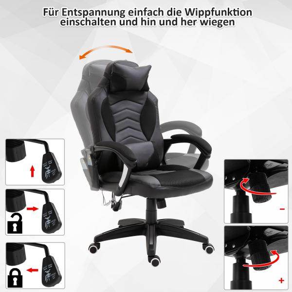 Bürostuhl Ergonomisch Massagesessel Gaming Stuhl Schwarz - Palo24
