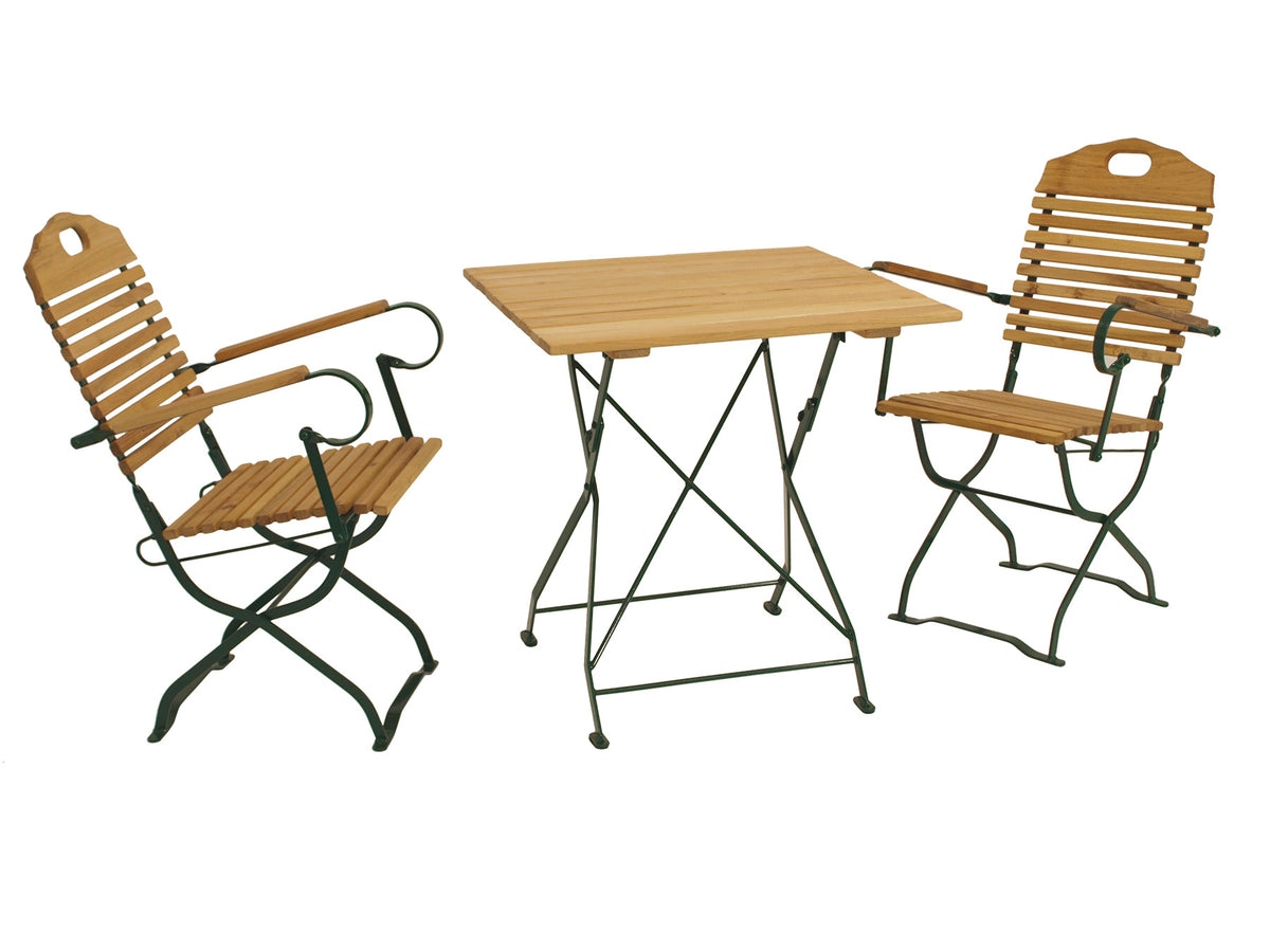 Kurgarten - BAD TÖLZ ensemble 3 pièces, plat acier vert + robinier, pliable