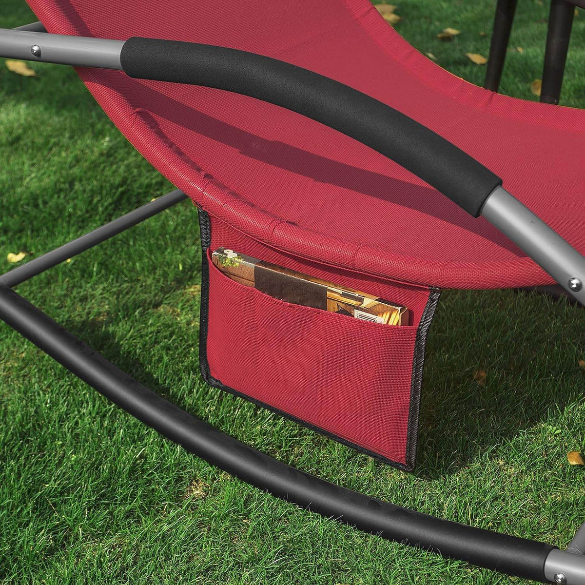 2-er Set Gartenliege | Sonnenliege mit Tasche | Liegestuhl Rot | OGS28-Rx2 - Palo24