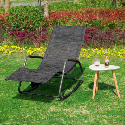 Gartenliege | Sonnenliege mit Tasche | Schaukelliege Schwarz/Grau | OGS47-MS - Palo24