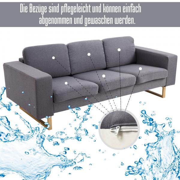 Polstersofa 3-Sitzer Stoffsofa dunkelgrau 200 x 82 x 78 - Palo24