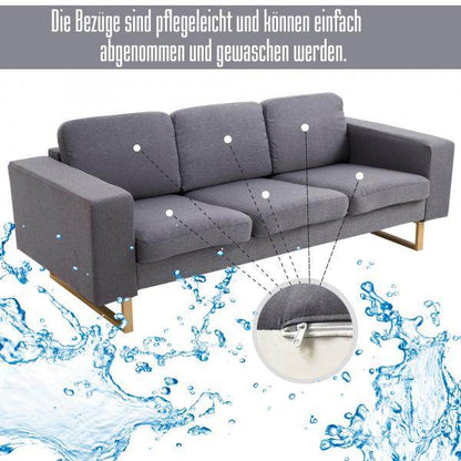 Polstersofa 3-Sitzer Stoffsofa dunkelgrau 200 x 82 x 78 - Palo24