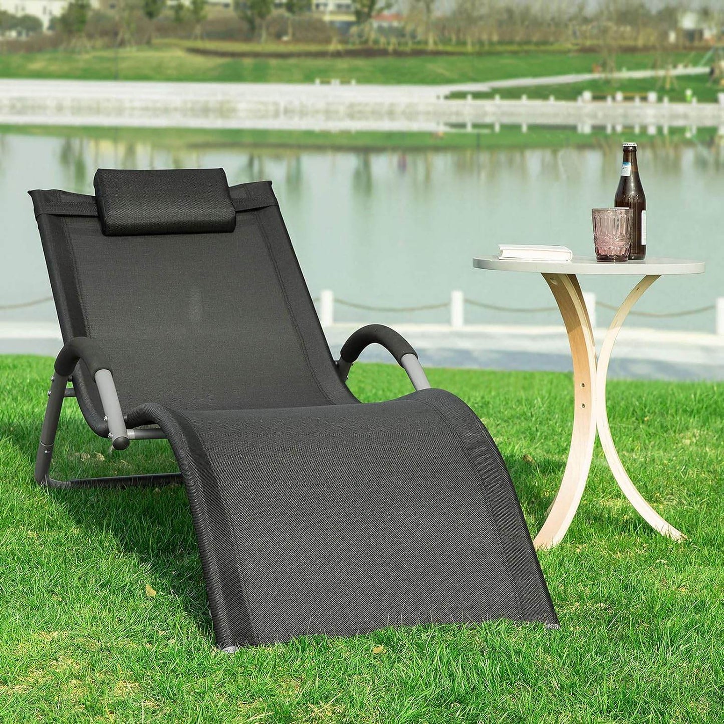 Gartenliege | Sonnenliege | Liegestuhl Schwarz | OGS38-SCH - Palo24