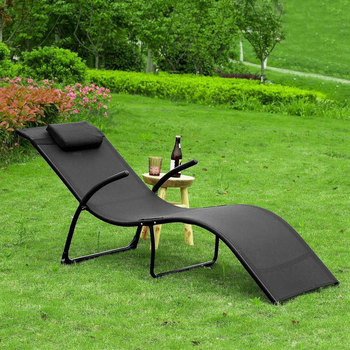 Gartenliege | Sonnenliege klappbar | Liegestuhl Schwarz | OGS45-SCH - Palo24