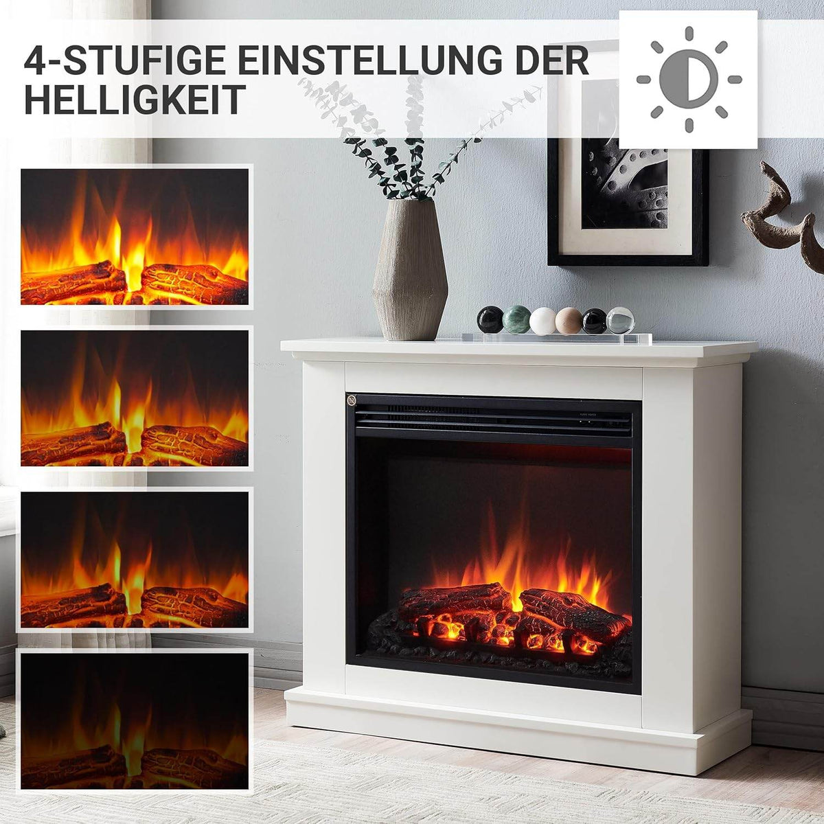BALDERIA Elektrokamin Phanos 3D-Flammeneffekt 2000W - Palo24