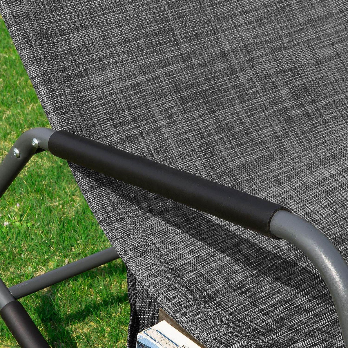 Gartenliege | Sonnenliege mit Tasche | Schaukelliege Schwarz/Grau | OGS47-MS - Palo24