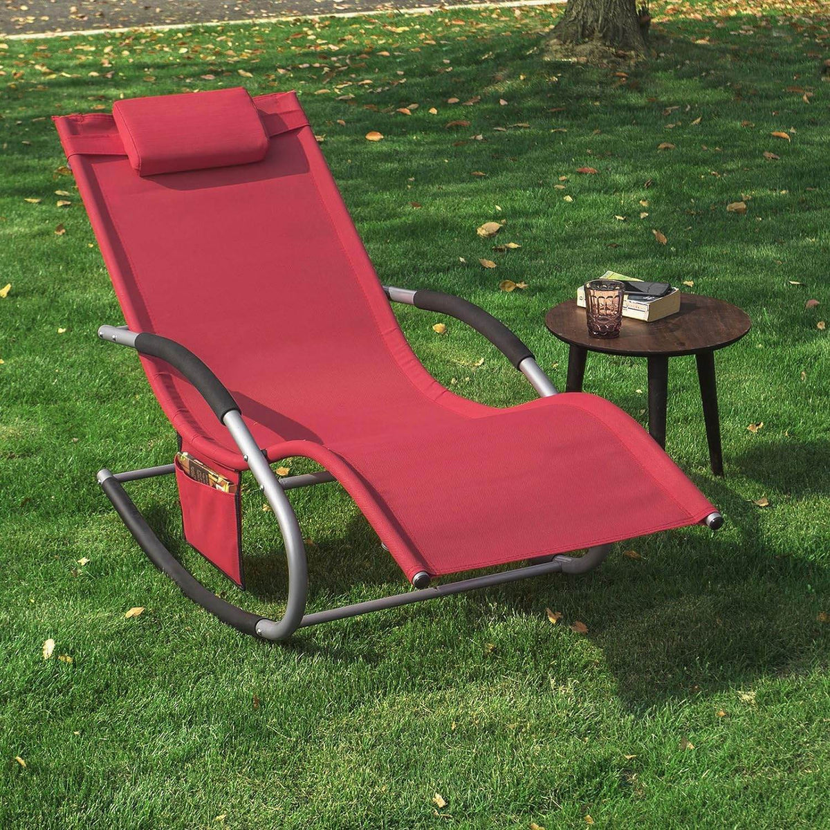 2-er Set Gartenliege | Sonnenliege mit Tasche | Liegestuhl Rot | OGS28-Rx2 - Palo24