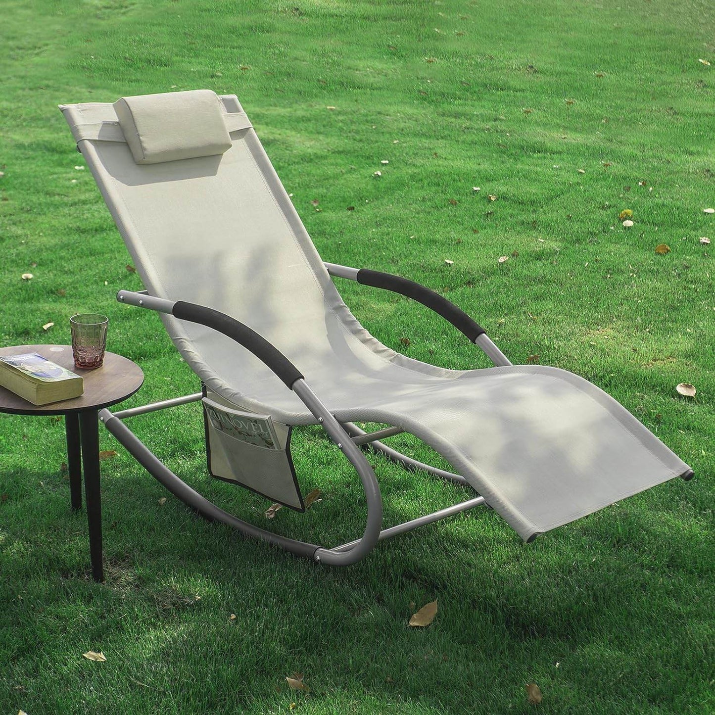 2-er Set Gartenliege | Sonnenliege mit Tasche | Liegestuhl Beige | OGS28-MIx2 - Palo24
