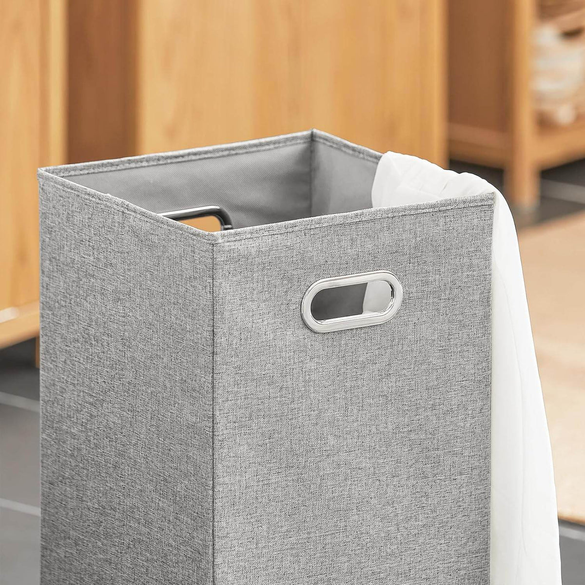 Wäscheschrank mit ausklappbarem Wäschetruhe | Wäschesammler | Badschrank | Natur | BZR96-N - Palo24