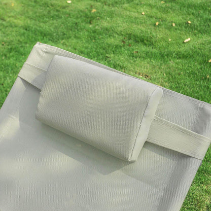 2-er Set Gartenliege | Sonnenliege mit Tasche | Liegestuhl Beige | OGS28-MIx2 - Palo24