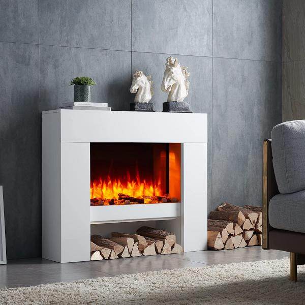 BALDERIA Elektrokamin Naran 3D-Flammeneffekt Heizung 2000W Weiss - Palo24