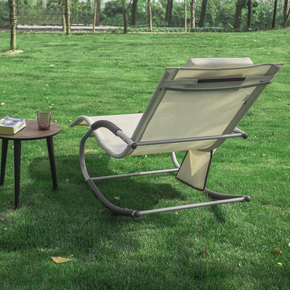 2-er Set Gartenliege | Sonnenliege mit Tasche | Liegestuhl Beige | OGS28-MIx2 - Palo24