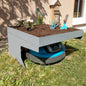 Mähroboter-Garage mit Pflanzkasten HWC-G60, Dach Unterstand für Rasenmäher, Metall 37x60x70cm ~ grau - Palo24