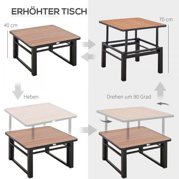 4-tlg. Gartengarnitur Set Sitzgruppe Couchtisch Sofa mit Kissen Aluminium Grau - Palo24