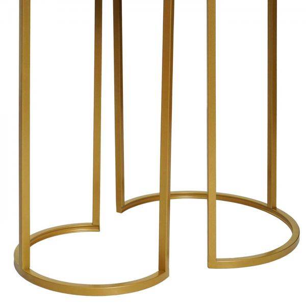 2er-Set Beistelltisch Kaffeetisch Nachttisch Loungetisch, Marmor-Optik FSC-zertifiziert MDF ~ weiss-gold - Palo24