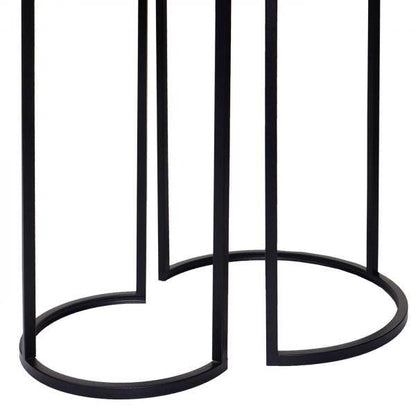 2er-Set Beistelltisch Kaffeetisch Loungetisch, Marmor-Optik FSC-zertifiziert MDF ~ weiss-schwarz - Palo24