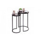 2er-Set Beistelltisch Kaffeetisch Loungetisch, Marmor-Optik FSC-zertifiziert MDF schwarz schwarz - Palo24