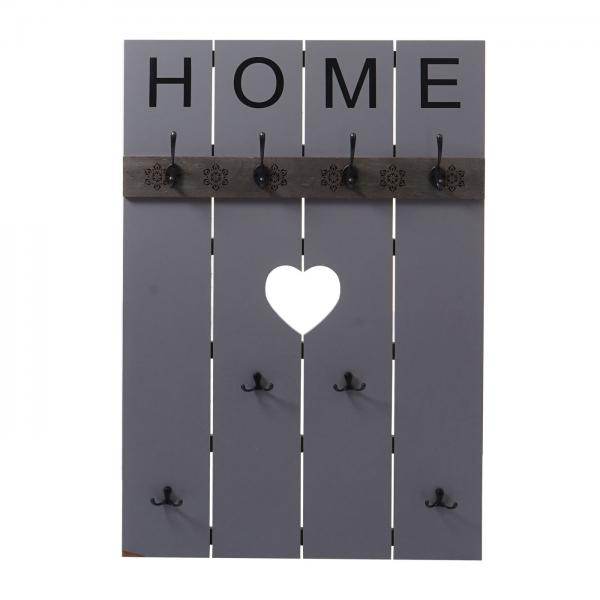Wandgarderobe Garderobenpaneel Shabby-Look Vintage, 8 Haken 91x60cm ~ grau-blau, shabby - Palo24