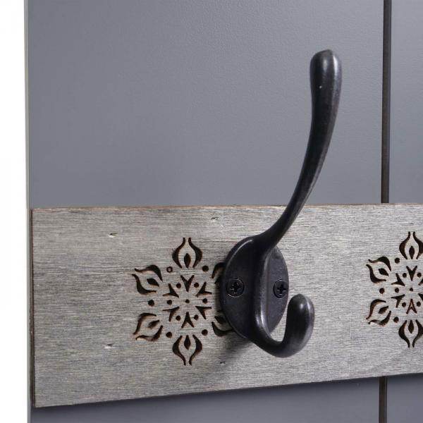 Wandgarderobe Garderobenpaneel Shabby-Look Vintage, 8 Haken 91x60cm ~ grau-blau, shabby - Palo24