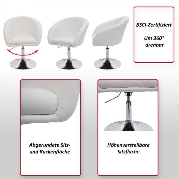 Esszimmerstuhl HWC-F19, Küchenstuhl Stuhl Drehstuhl Loungesessel, drehbar höhenverstellbar ~ Kunstleder grau - Palo24