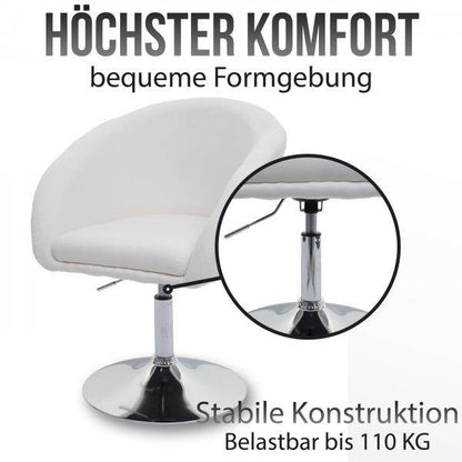 Esszimmerstuhl HWC-F19, Küchenstuhl Drehstuhl Loungesessel, drehbar höhenverstellbar ~ Kunstleder weiss - Palo24