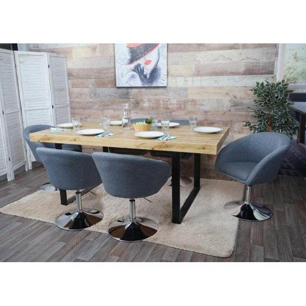 Esszimmerstuhl HWC-F19, Küchenstuhl Stuhl Drehstuhl Loungesessel, drehbar höhenverstellbar ~ Stoff/Textil dunkelgrau - Palo24
