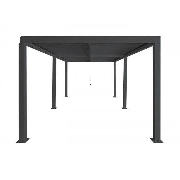 Pergola HWC-L46, Gartenpavillon Lamellen-Pavillon, 11cm-Aluminium-Gestell, Regenrinne sturmfest, 3x6m ~ anthrazit - Palo24
