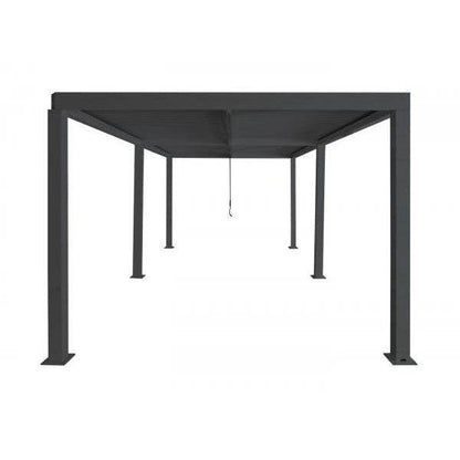 Pergola HWC-L46, Gartenpavillon Lamellen-Pavillon, 11cm-Aluminium-Gestell, Regenrinne sturmfest, 3x6m ~ anthrazit - Palo24