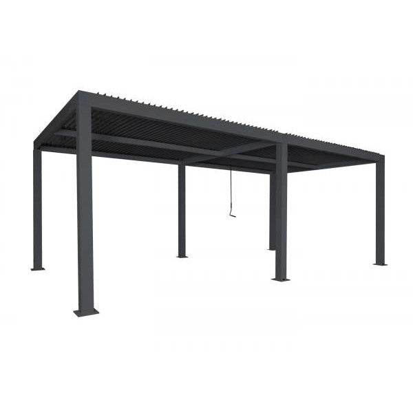 Pergola HWC-L46, Gartenpavillon Lamellen-Pavillon, 11cm-Aluminium-Gestell, Regenrinne sturmfest, 3x6m ~ anthrazit - Palo24