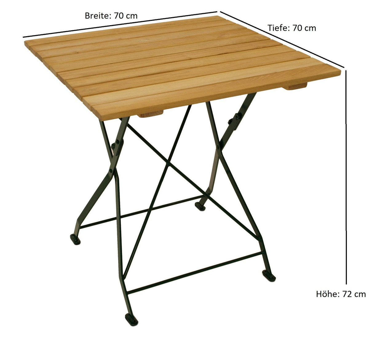 Gartentisch Klapptisch BAD TÖLZ 70x70cm, Flachstahl grün + Robinie - Palo24