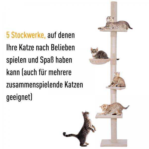 Katzenbaum Kratzbaum Katzenkratzbaum mit Sisalsäulen höhenverstellbar Beige - Palo24