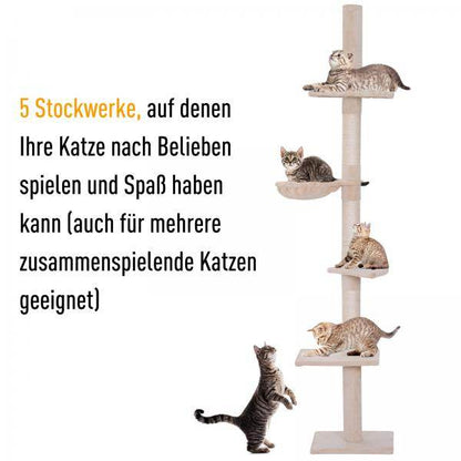 Katzenbaum Kratzbaum Katzenkratzbaum mit Sisalsäulen höhenverstellbar Beige - Palo24