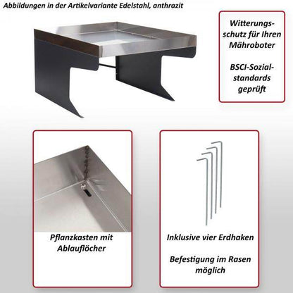 XL Mähroboter-Garage mit Pflanzkasten Dach Unterstand für Rasenmäher, Metall 47x70x100cm ~ anthrazit - Palo24